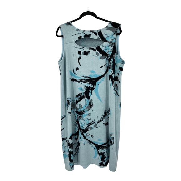 Ming Wang Dress Knit Jacquard cut out blue size Large L - Picture 1 of 7